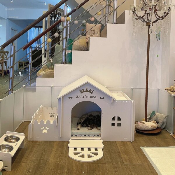 Indoor Dog Houses with Toilet Large Dog Kennels Villa Luxury Teddy Dog Special Dog House Fence Pet Supplies Outdoor Doghouse