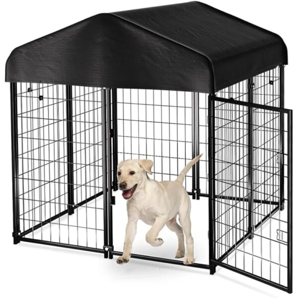 Kennel Outdoor Dog House With Roof Waterproof Cover for Medium to Small Dog Outside 4ft X 4ft X 4.5ft Cage Supplies Pet Products