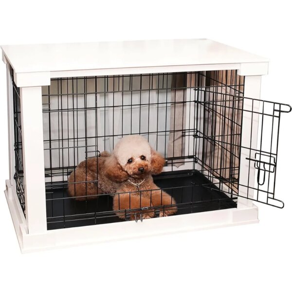 Ladder for Pet Accessories Dog Kennel Medium White Dog Cage With Crate Cover Puppy Winter House Dogs Inside Playpen for Animals