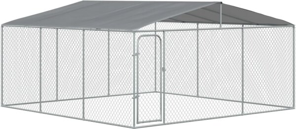 Large Dog Kennel Outside Heavy Duty Dog Cage with Waterproof Cover Outdoor Fence Dog Run with Galvanized Chain Link