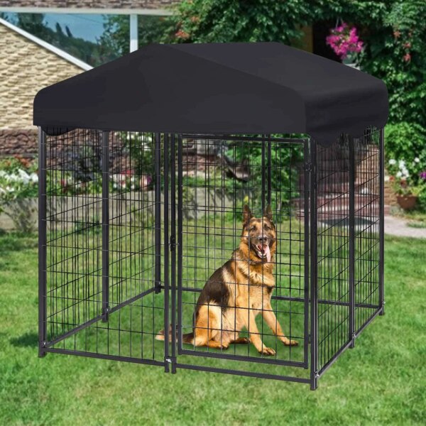 Large Outdoor Dog Kennel 4ft x 4.2ft x 4.5ft Fence with UV Resistant Oxford-Cloth Roof Secure