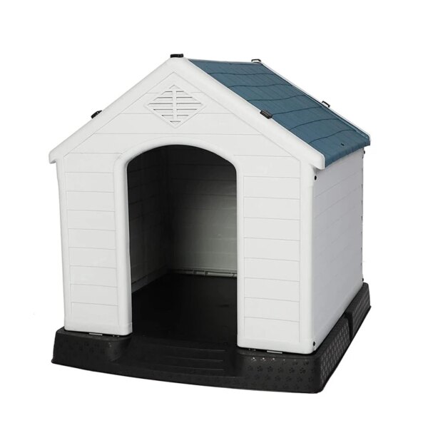 Large Plastic Outdoor Dog House for Pet Weatherproof Kennel, 35.5\