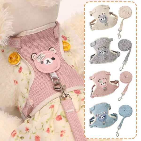 Lovely Small Pet Vest Chest Strap Dog Leash Traction Rope Walking Personalised Harness Vest Dog Pet Cat Harness Supply Dog