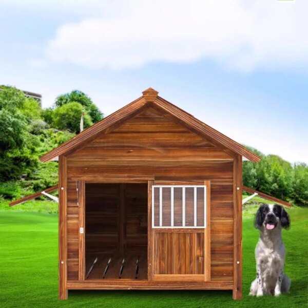 Luxury Design Kennel Cage Outdoors Wooden Sunshade Comfort Kennel Dog House Ample Space Ventilate Los Perros Dog Supplies LVKC