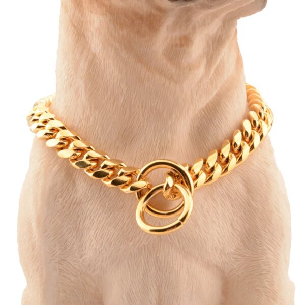 Luxury Dog Collar Gold Dog Chain Choker For Pitbull Bulldog Teddy French Bulldog Metal Collar Pet Necklace Pets Jewelry Products