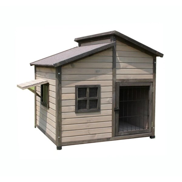 Luxury Removable Solid Wood Easy To Install Four Seasons Double Top Dog House Chalet Pet Cages