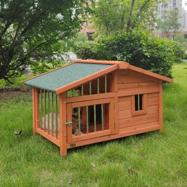 Luxury Villa Kennel Cage Ample Space Design Solid Wood Pleasantly Cool Burliness Kennel Dog House Los Perros Dog Supplies LVKC