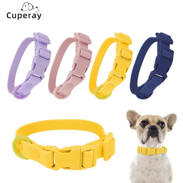 Macaron Color Pet Collar Adjustable PVC Wrap Rubber Webbing Dog Collar Waterproof Easy To Clean for Small, Medium and Large Dogs