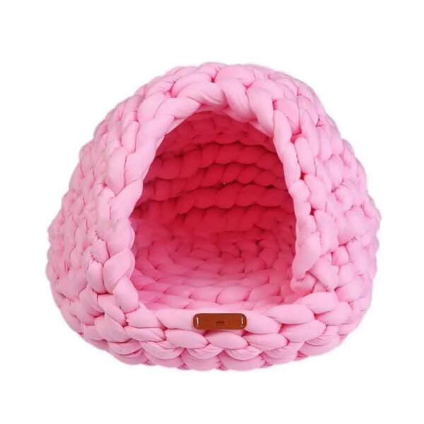 Machine Washable Warm Soft Dog Cat Sleeping Bed Mats Handmade Knit Pet Kennel Small Dogs Cats Cave Basket Puppy Cozy Pets House