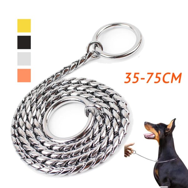 Metal Dog Chain Collar Pinch Necklace Strong Pet Choker Snake Chain Adjustable Decoration Pet Collar for Small Medium Large Dogs