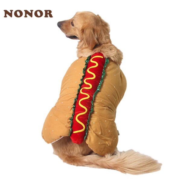 NONOR Pet Costume Hot Dog Shaped Dachshund Sausage Adjustable Clothes Funny Warmer for Puppy Dog Cat Supplies