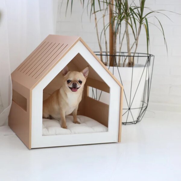 New Solid Wood Dog Crate Manufacturers Pet House Gold Dog Crate Furniture Style Indoor Cat Dog Crate House Bed