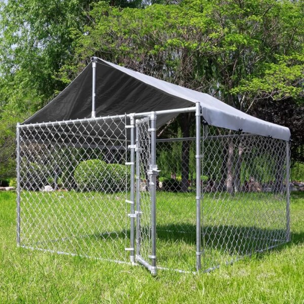 Outdoor Dog Kennel with Roof, Large Dog Run Enclosure, Outside Heavy Duty Dog Pens House Pet Playpen