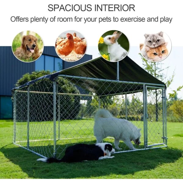 Outdoor Dog Playpen Heavy Duty Dog Kennel House Mesh Dog Big Cage Pet Kennel Steel Fence with Secure Lock