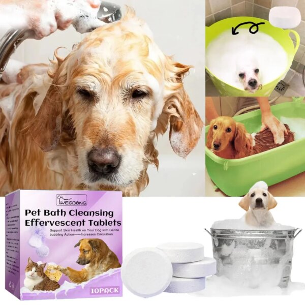 Pet Bath shower cleaning effervescent tablets Suitable for dogs and cats Remove odors and pests Soften hair