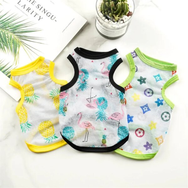 Pet Beach Vest Summer Thin Dog Clothes Small Dog Bichon Frise Breathable Sleeveless Clothes Teddy Pineapple T-Shirt