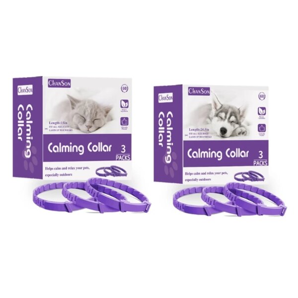 Pet Calming Collar Cat Pheromone Collar Waterproof Calming Collar for Aggressive Dog Kitten Bad Emotion Soothing 3Pack