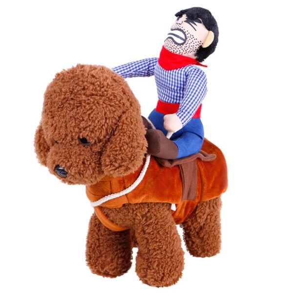 Pet Costume Dog Costume Clothes Pet Outfit Suit Cowboy Rider Style with Doll and Hat Pet Costume