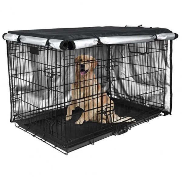 Pet Cover Dog Crate Cover Pet Supply Sunshade Breathable Good Ventilation Waterproof Oxford Cloth Double Door