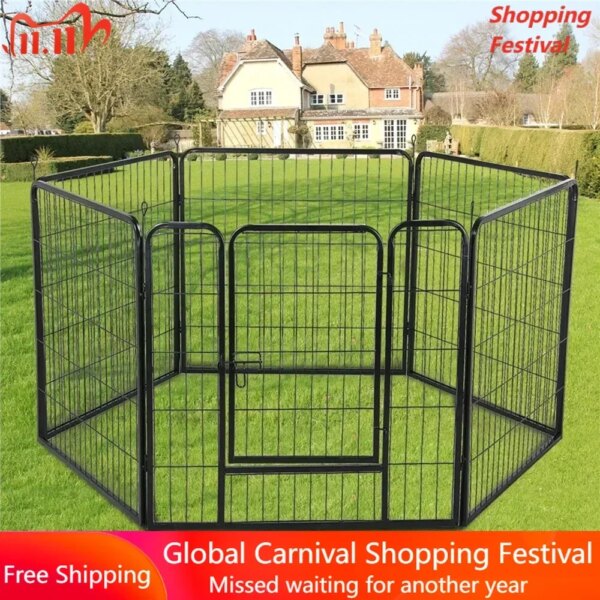 Pet Dog Black Cages |-f-| Houses and Fencing Heavy Duty 6 Panel Pet Playpen Kennel Basket for Dog House for Dogs Habitats Home