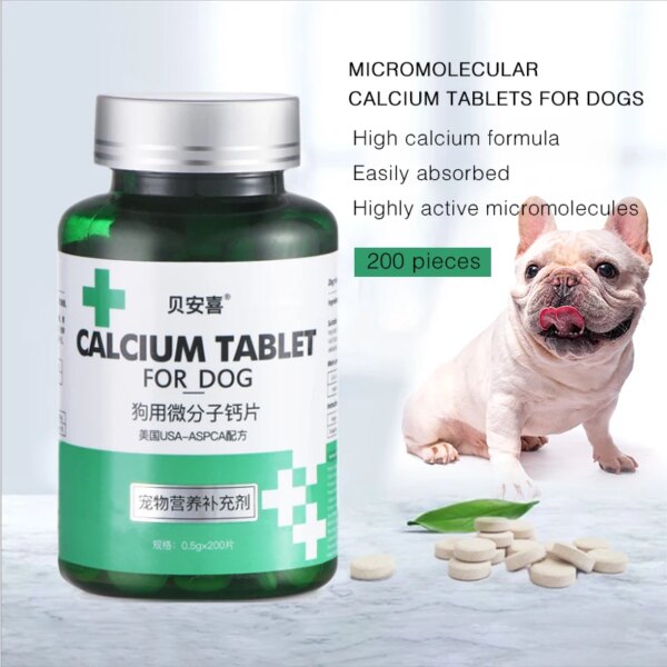 Pet Dog Calcium Tablets Micromolecular Calcium Tablets for Small Dogs and Elderly Dogs Easy to absorb 200 tablets