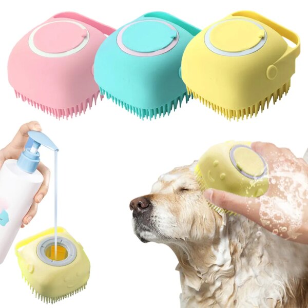 Pet Dog Shampoo Brush Cat Massage Comb Grooming Scrubber Brush for Bathing Soft Silicone Rubber Brushes Pet Shampoo Massager