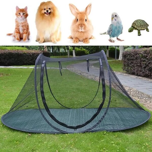 Pet Soft Dog Cat Outdoor Enclosure Portable Cage Play Net Folding Tent For Cats Pet Puppy Net Tents Dog House Dog Cage