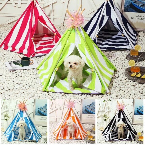 Pet Tent Cat House And Bed Portable Dog Cat Teepee Portable Puppy Indoor Outdoor Kennels For Pet Cat Tent Small Pets Bed 2021