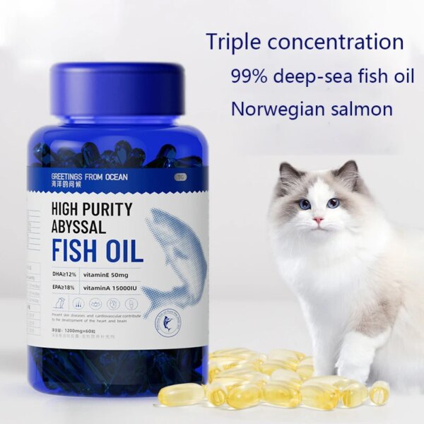 Pet deep-sea fish oil softgel capsule 60 dogs and cats universal salmon oil supplement nutritional health supplement vitamins