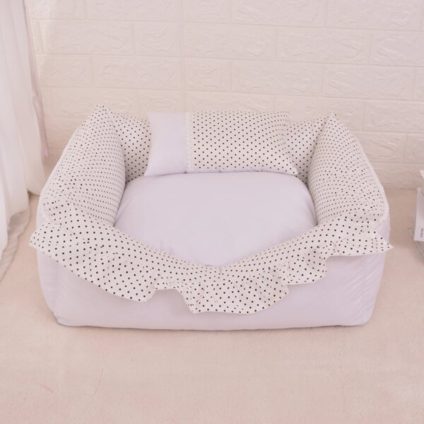 Polka Dot Pattern Square Pet Kennel V-Shaped Dog Bed Comfortable Pet Sofa