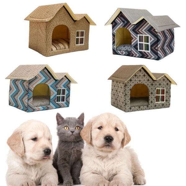 Portable Dog Cat Kennel House – Easy Storage And Travel Made Easy Warm Sturdy And Durable Cute