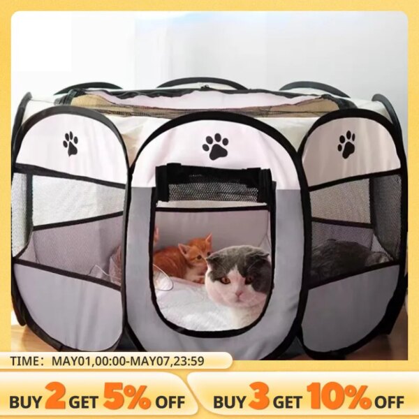 Portable Foldable Pet Tent Kennel Octagonal Fence Puppy Shelter Easy To Use Outdoor Easy Operation Large Dog Cages Cat Fences