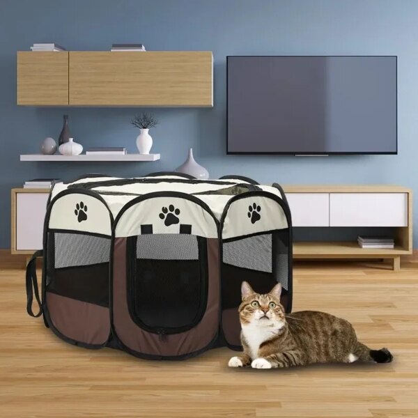 Portable Foldable Pet Tent Kennel Octagonal Fence Puppy Shelter Outdoor Easy Operation Large Dog Cages Cat Pet Accessories