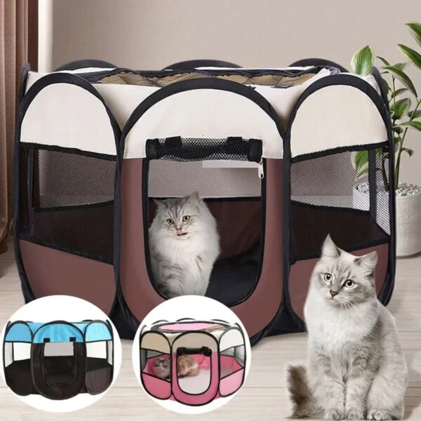 Portable Foldable Pet Tent Kennel Octagonal Fence for Cat Tent Playpen Puppy Kennel Dog Cage Dog House Indoor 반려동물용품