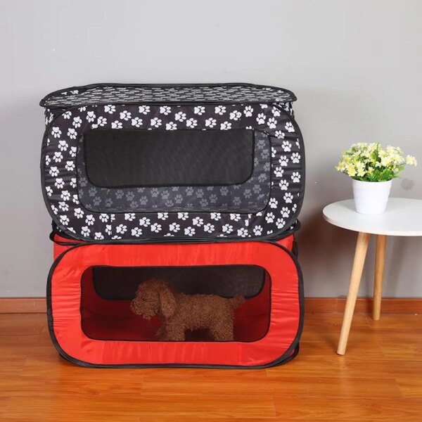 Portable Folding Rectangular Pet Tent Dog House Cage Playpen Puppy Kennel Fence Outdoor Car Travel Mesh Tent For Small Dogs Cats