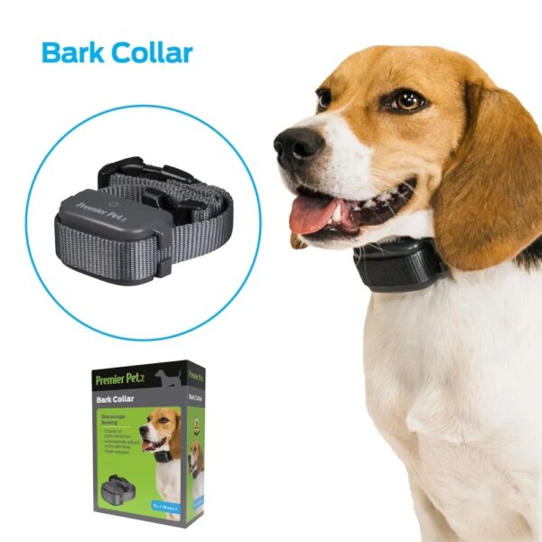 Premier Pet Bark Collar: Discourages Barking for All Size Dogs, Adjustable, Water Resistant, Gentle Static Correction