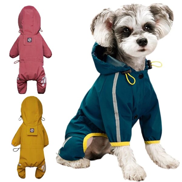 Puppy Raincoat Waterproof Dog Clothes Chihuahua Schnauzer Rain Coat for Small Dogs Jumpsuit Reflective Raincoat Dogs Accessories