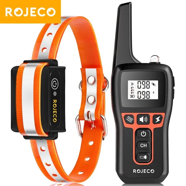 ROJECO 1000m Dog Training Collar Rechargeable Waterproof Remote Control Pet Dog Bark Stop Collar With Shock Vibration For Dogs