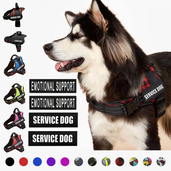 Reflective Dog Harness Vest Patch ID Customized NO PULL Breathable Adjustable Pet Harness For Dog Outdoor Walking Dog Supplies