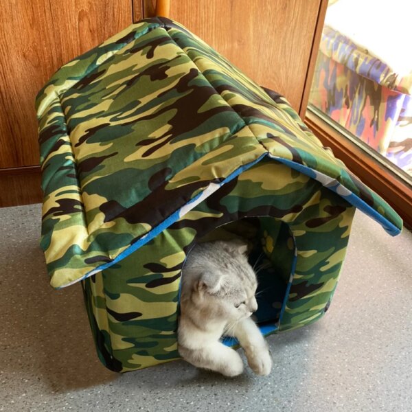 Removable Winter Windproof Waterproof Small Dog Kennel Puppy House Outdoor Cat Nest Kitten Warm Comfortable Sleeping Bed Cave