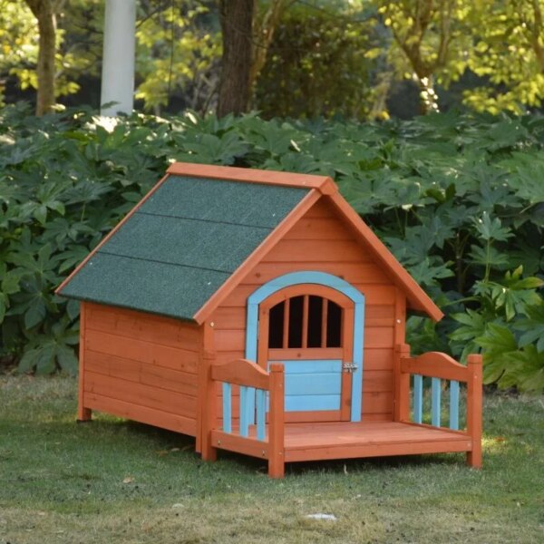 SUNNYZOO Wooden Flat Pack Pet Cat Dog House Waterproof With Removable Door