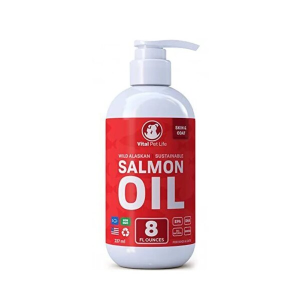 Salmon Oil for Dogs and Cats, Fish Oil, Omega, Supports Skin, Coat, Joint, Bone Health, Natural Allergy Defense, 8 oz