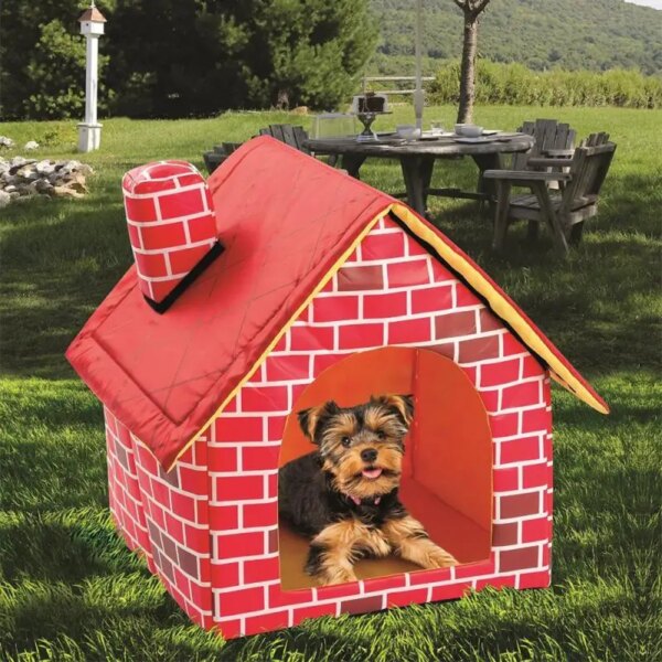 Semi-closed Pet Kennel Durable Pet Tent Nest Portable Pet Bed Pet Supplies Foldable Dog House Chimney Dog House Outdoor