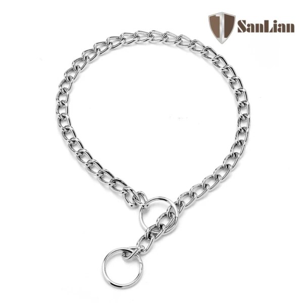 Slip P Chain Dog Choke Collar for Small Medium Large Dogs Heavy Duty Titan Training Collars 2 Row Chrome Adjustable Pet Collar