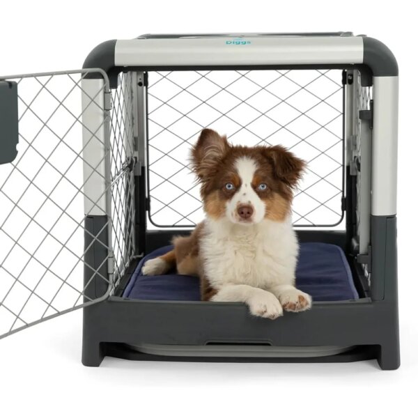 Small Dog Cage (Collapsible, Portable, Travel Kennel) for Small Dogs and Puppies Rey) Dog Cage