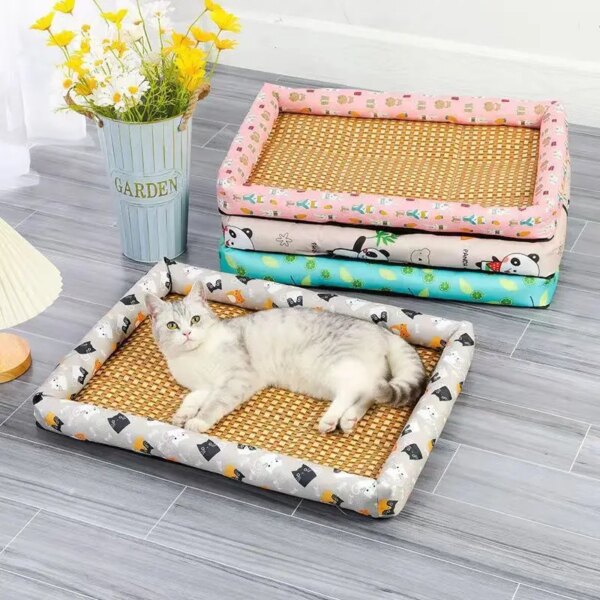 Summer Fun Cute And Comfortable Cat Mat Bed Cool And Durable Portable Pet Basket, Kennel Dog Mat Cat Supplies In Multiple Colors