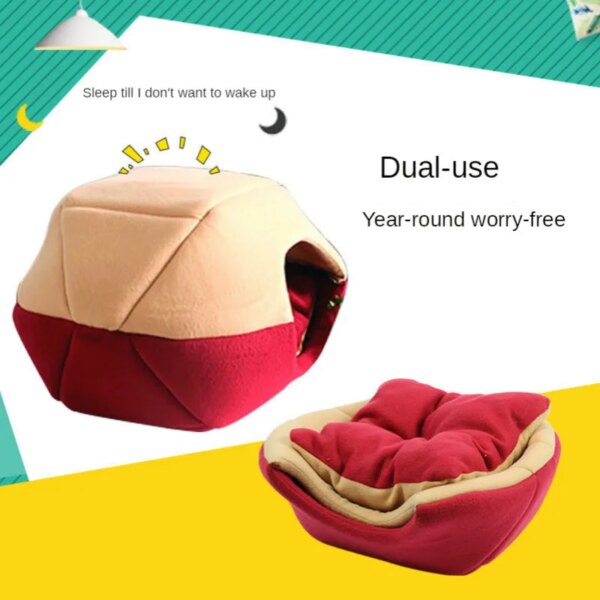 Super Soft Short Plush Yurt Shape Pet House Dual Use Kennel Nest with Cushion Pet Nest for Puppy Dogs Cats S M L Sizes Available