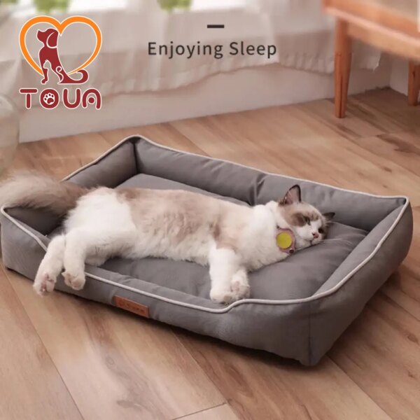 TOUA Square Cat Bed Mat Puppy Bed Dog Sofa Bed Warm Pet Nest Kennel for Small Medium Dogs Kitten Sleeping Mattress Accessories