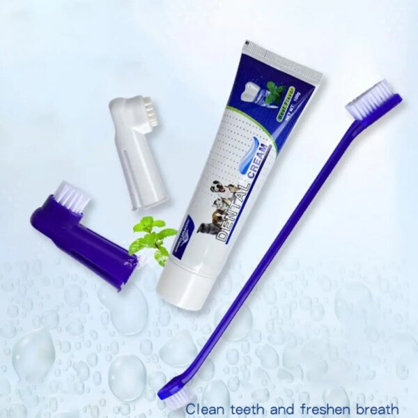 Teeth Caring Portable Cat Dog Pet Toothpaste Toothbrush Set Dog Supplies