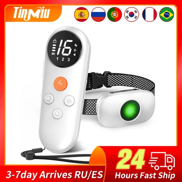 TinMiu New Electric Training Collar Rechargeable Anti Bark Dog Collar with Remote IPX7 Waterproof For Small Medium Large Dogs